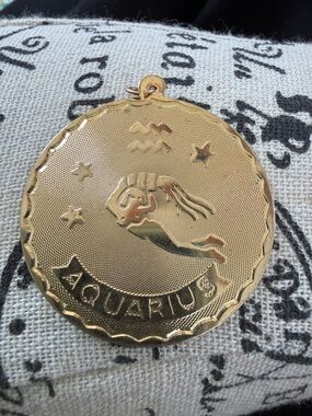 Gold Aquarius Zodiac Pendant Necklace